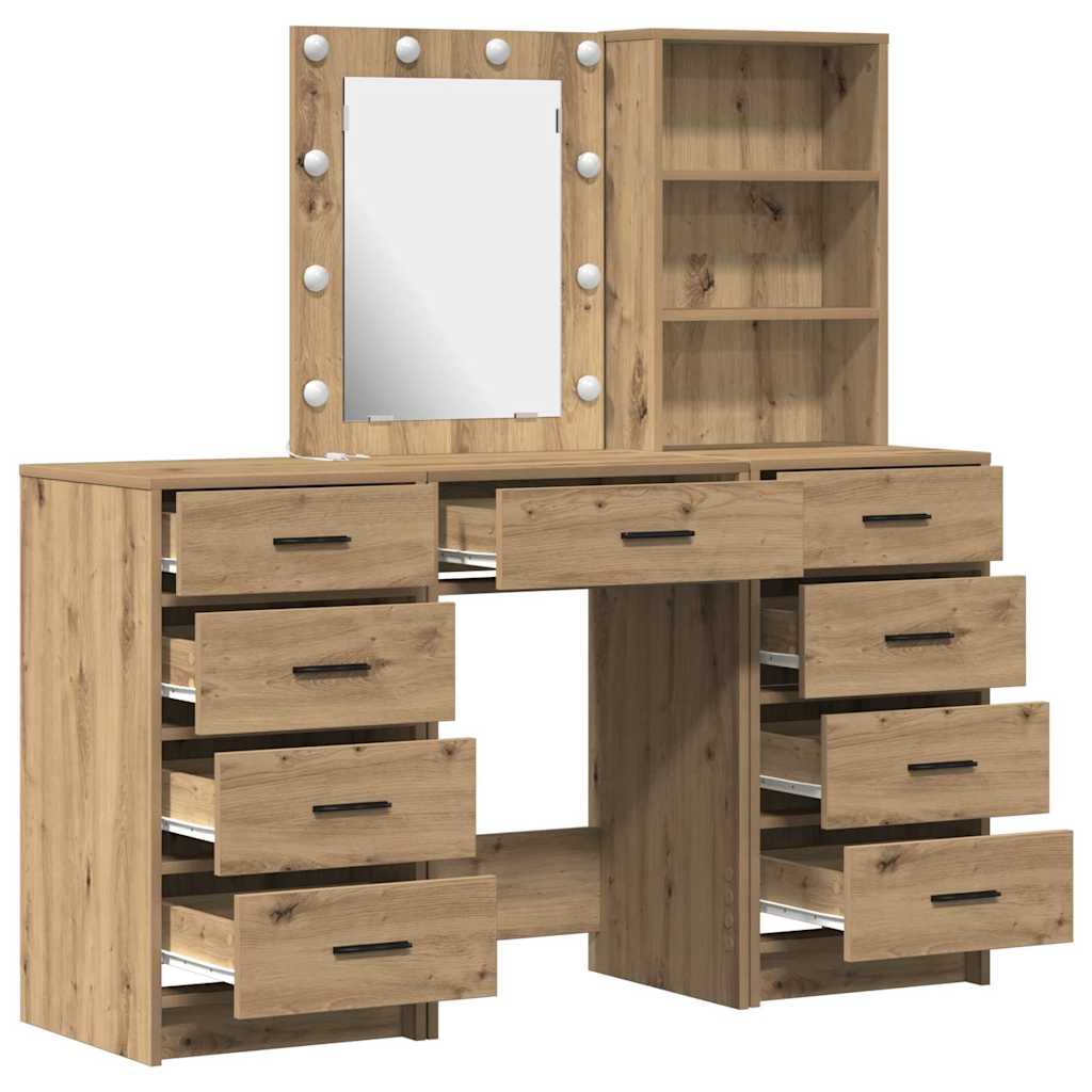Sminkebord med skuff 3 pcs Brun 40 x 41 x 135 cm Konstruert tre