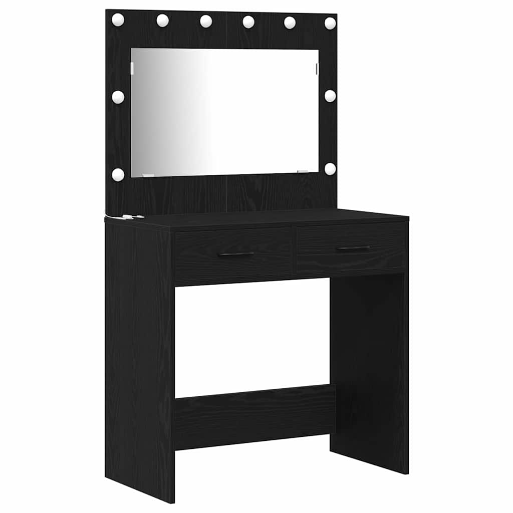Sminkebord 2 pcs Svart 78.5 x 41 x 135 cm Konstruert tre