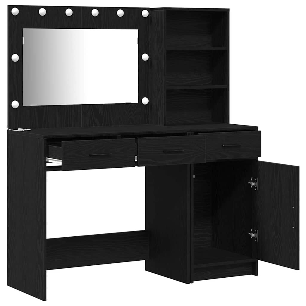 Sminkebord 2 pcs Svart 78.5 x 41 x 135 cm Konstruert tre