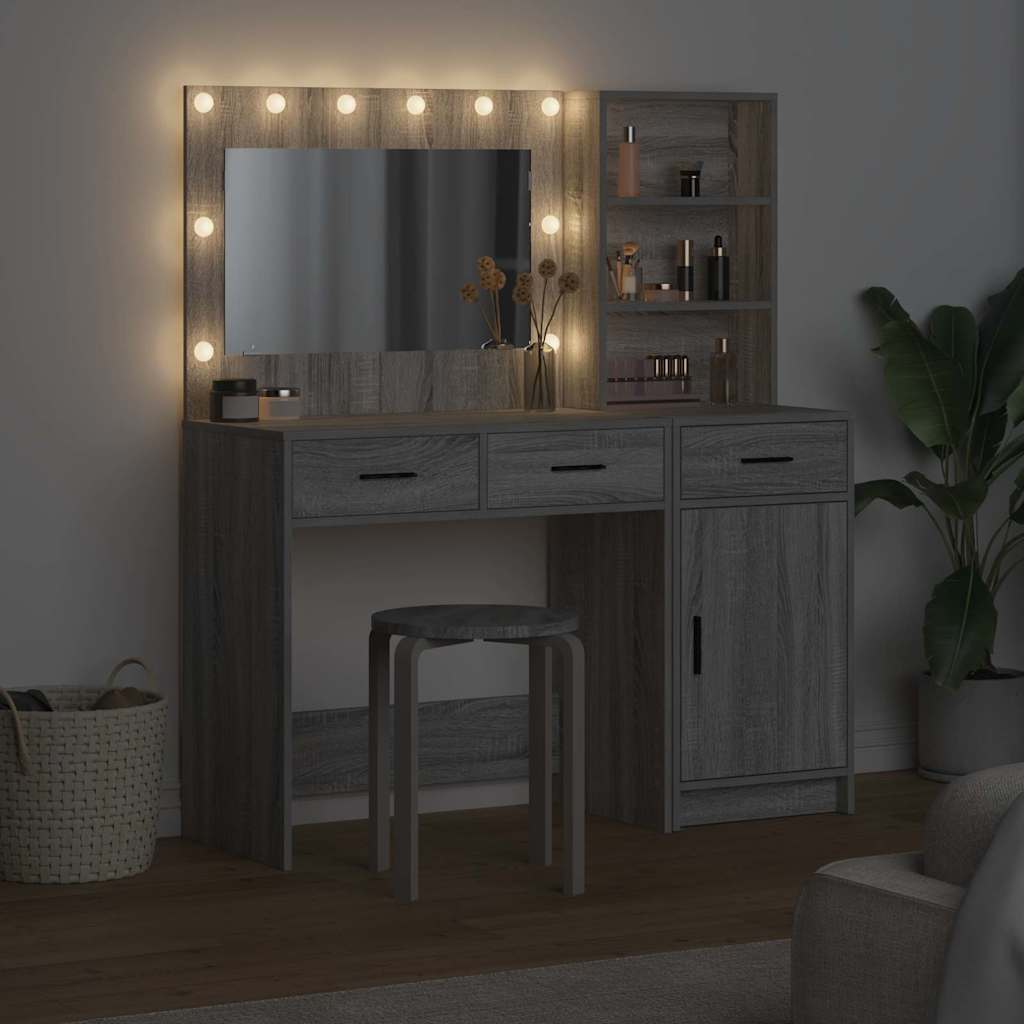 Sminkebord med dør 2 pcs Grå 78.5 x 41 x 135 cm Konstruert tre
