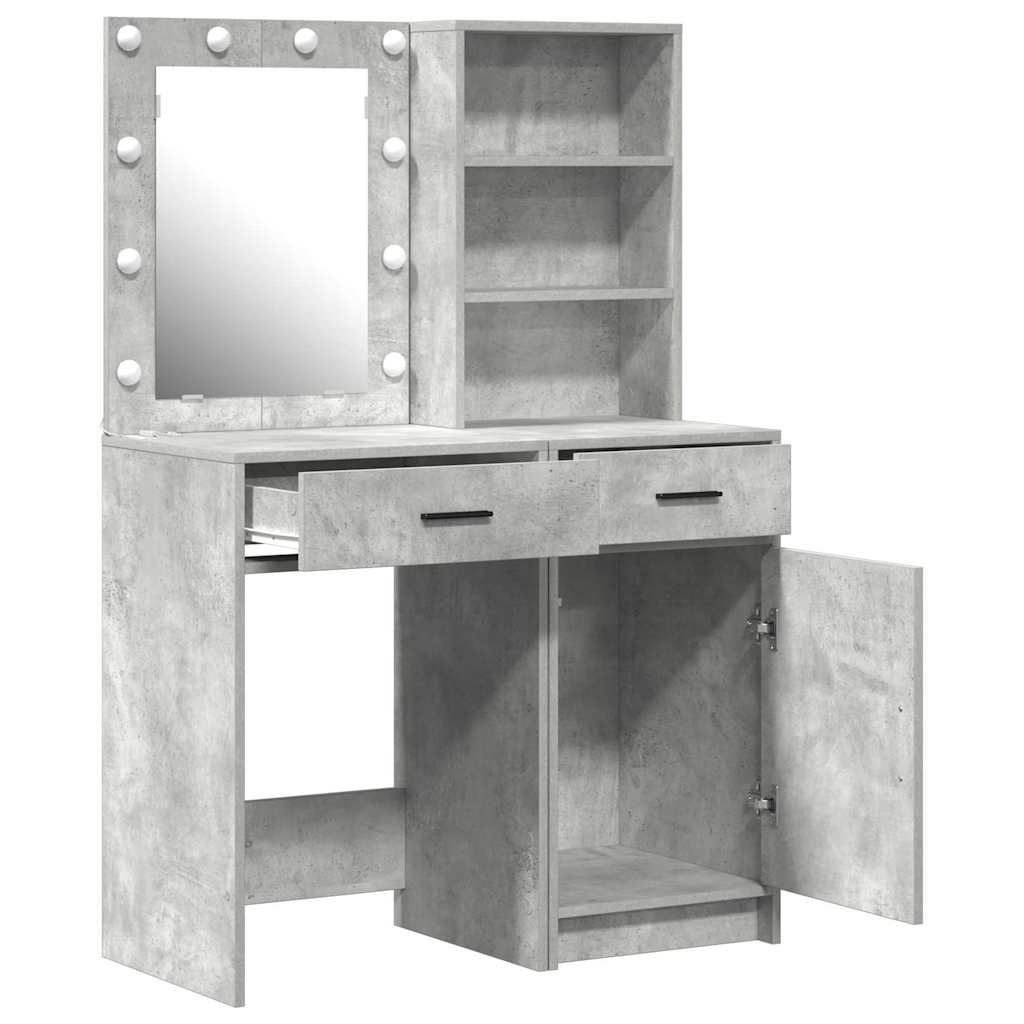 Sminkebordsett 2 pcs Betonggrå 50 x 41 x 135 cm Konstruert tre