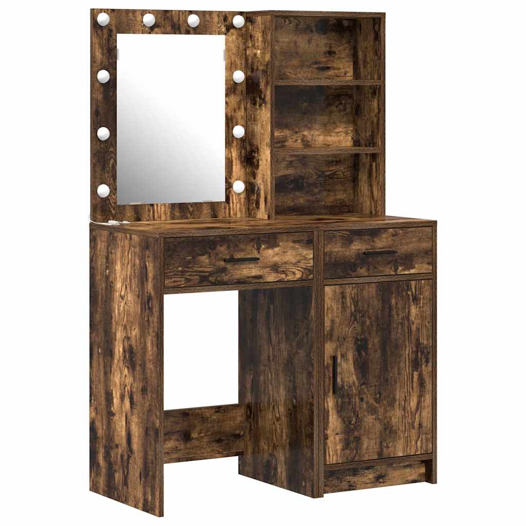 Sminkebordsett 2 pcs Røkt eik 50 x 41 x 135 cm Konstruert tre
