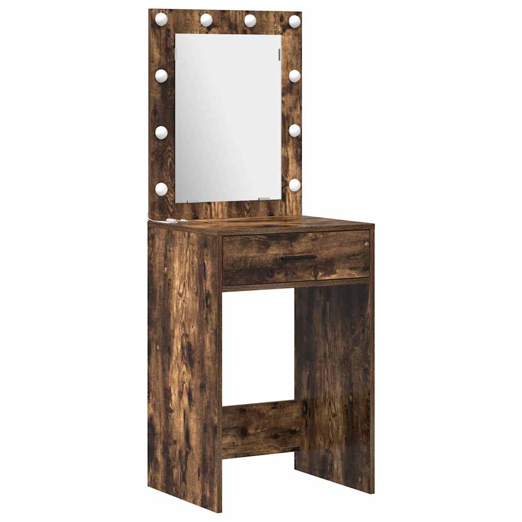 Sminkebordsett 2 pcs Røkt eik 50 x 41 x 135 cm Konstruert tre