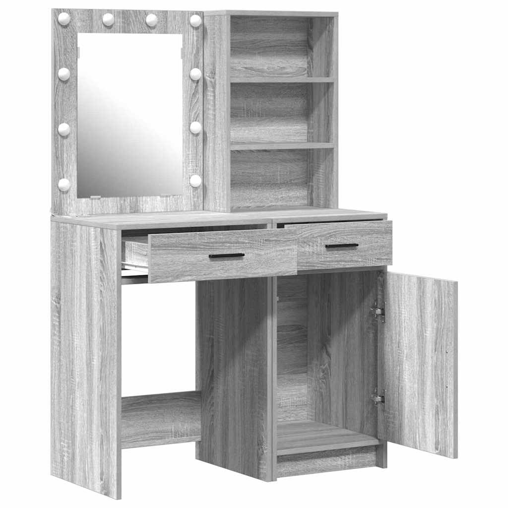 Sminkebordsett 2 pcs Grå sonoma 50 x 41 x 135 cm Konstruert tre