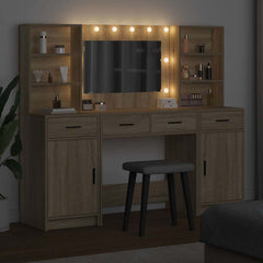 Sminkebordsett med skuff 3 pcs Sonoma eik 78.5 x 41 x 135 cm