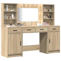 Sminkebordsett med skuff 3 pcs Sonoma eik 78.5 x 41 x 135 cm