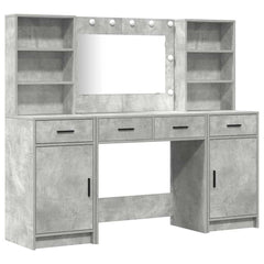 Sminkebordsett med skuff 3 pcs Betonggrå 78.5 x 41 x 135 cm