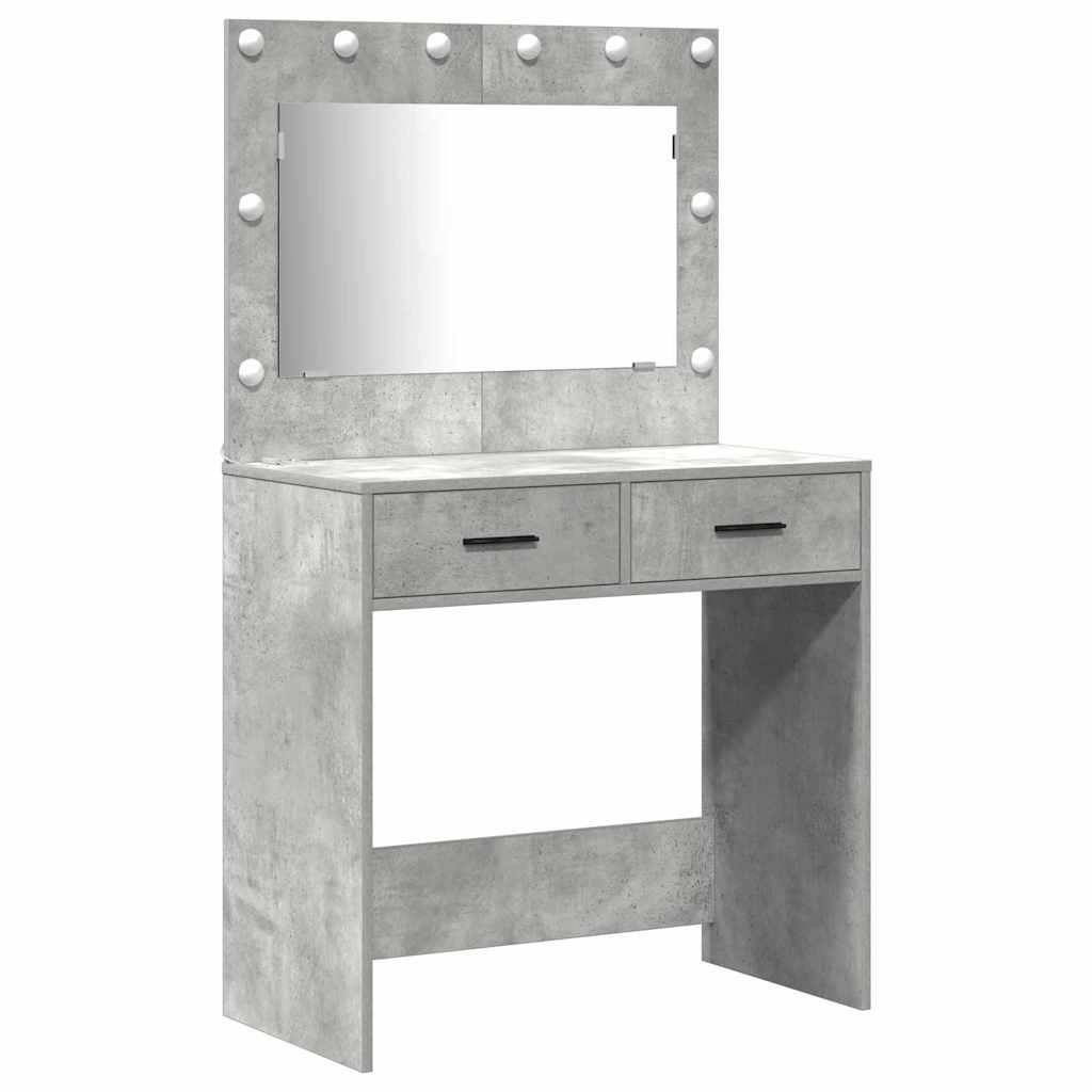 Sminkebordsett med skuff 3 pcs Betonggrå 78.5 x 41 x 135 cm