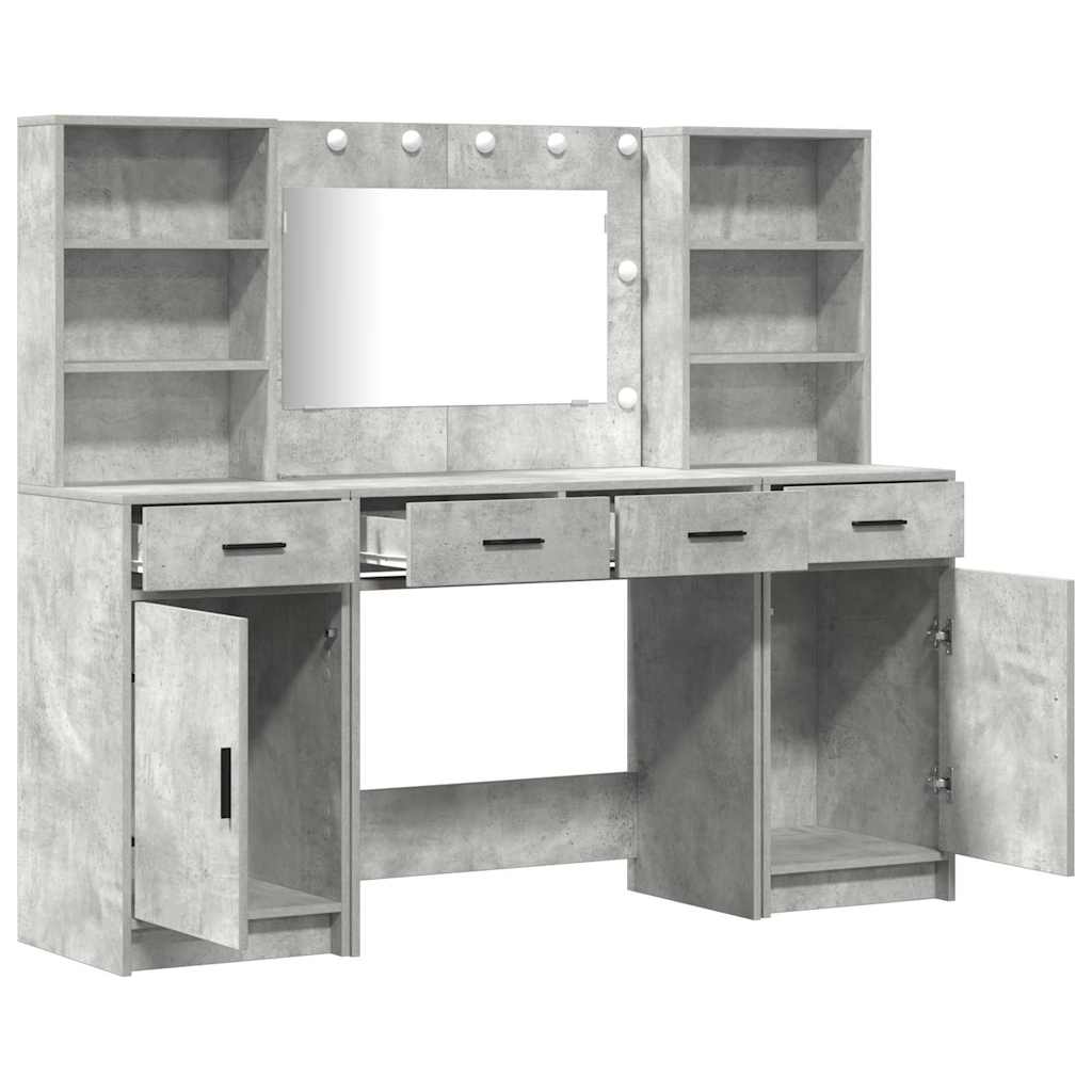 Sminkebordsett med skuff 3 pcs Betonggrå 78.5 x 41 x 135 cm