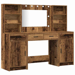 Sminkebordsett med skuff 3 pcs Gammelt tre 78.5 x 41 x 135 cm