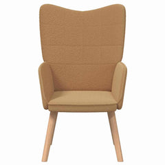 Avslappende Stol Beige Krøllete Ull-lignende Stoff