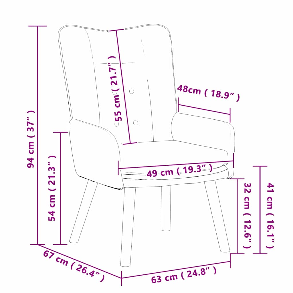 Avslappende stol Gråbrun 63 x 67 x 94 cm stoff