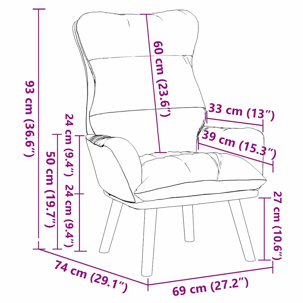 Avslappende stol Gul 69 x 74 x 93 cm Fløyel