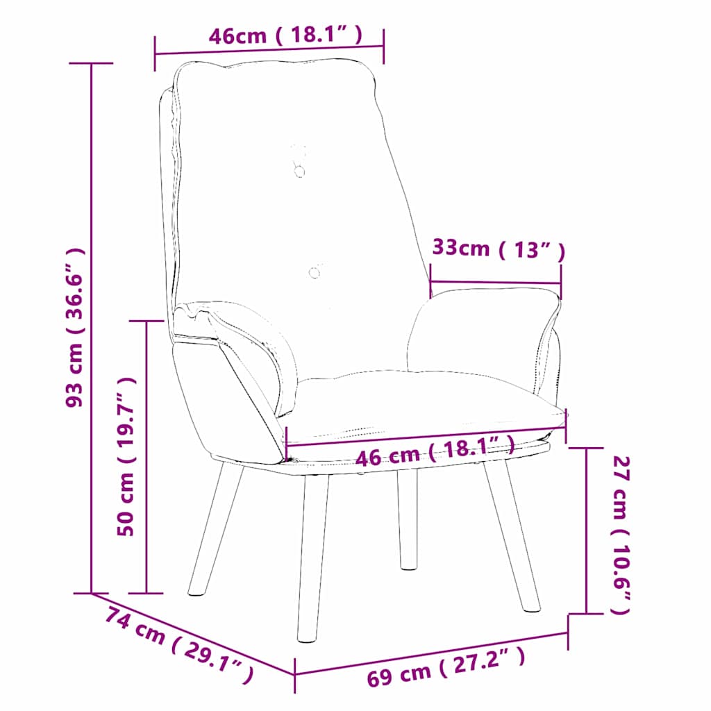 Avslappende stol Beige 69 x 74 x 93 cm stoff