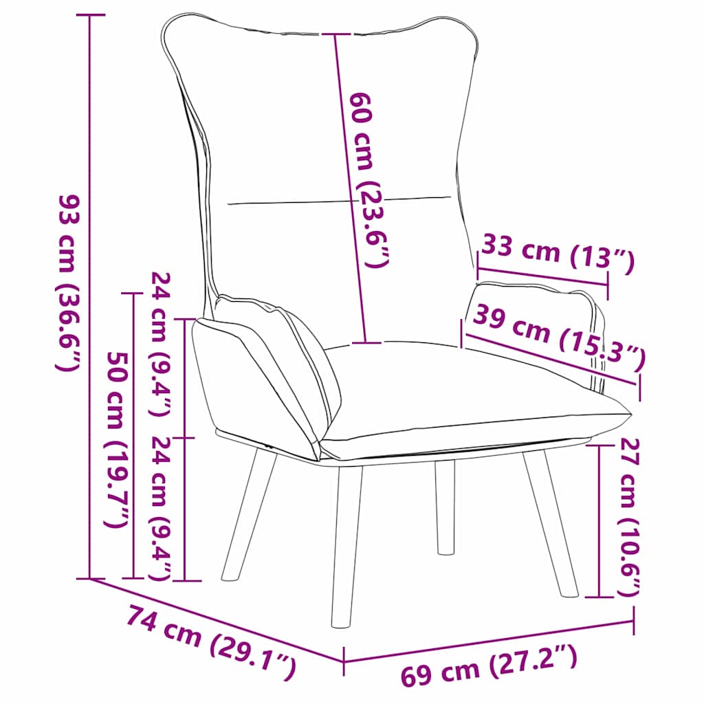 Avslappende stol Brun 69 x 74 x 93 cm stoff
