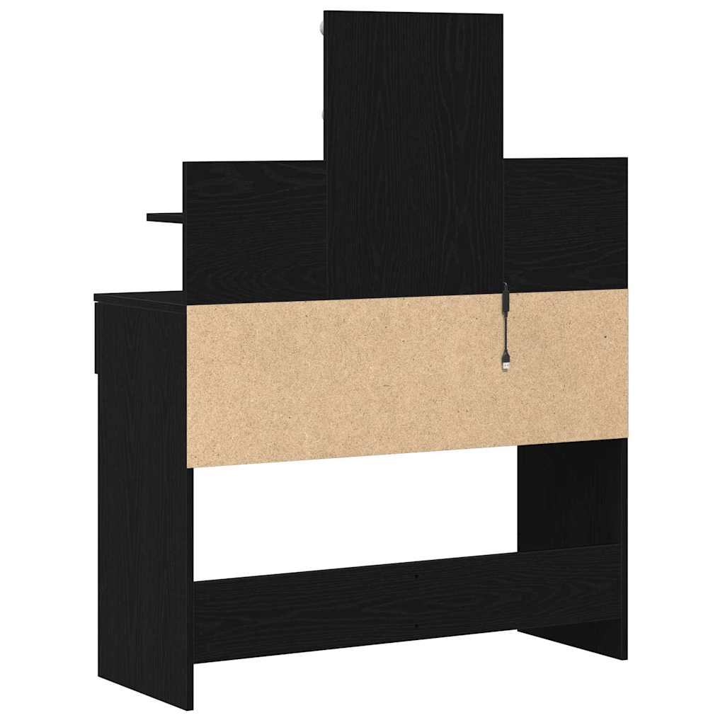 Sminkebord med LED Svart Eik 100x40x130 cm