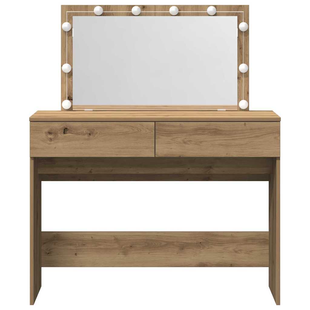 Sminkebord med LED Artisan Eik 100x40x120 cm