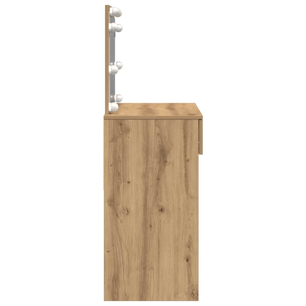 Sminkebord med LED Artisan Eik 100x40x120 cm
