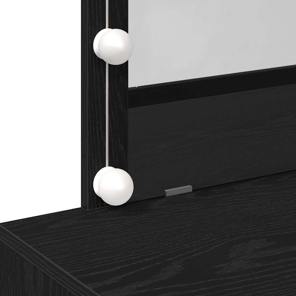 Sminkebord med LED Svart Eik 100x40x120 cm
