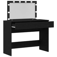 Sminkebord med LED Svart Eik 100x40x120 cm