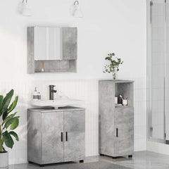 Baderomsinnredningssett med dør 3 pcs Betonggrå 61 x 35 x 64 cm