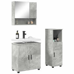 Baderomsinnredningssett med dør 3 pcs Betonggrå 61 x 35 x 64 cm