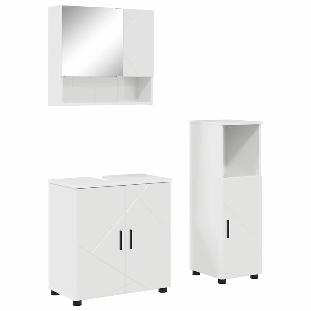 Baderomsinnredningssett 3 pcs Høyglans hvit 61 x 35 x 64 cm