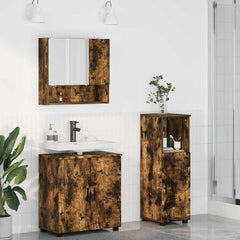 Baderomsinnredningssett med dør 3 pcs Røkt eik 61 x 35 x 64 cm