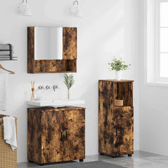 Baderomsinnredningssett med dør 3 pcs Røkt eik 61 x 35 x 64 cm