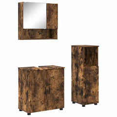 Baderomsinnredningssett med dør 3 pcs Røkt eik 61 x 35 x 64 cm