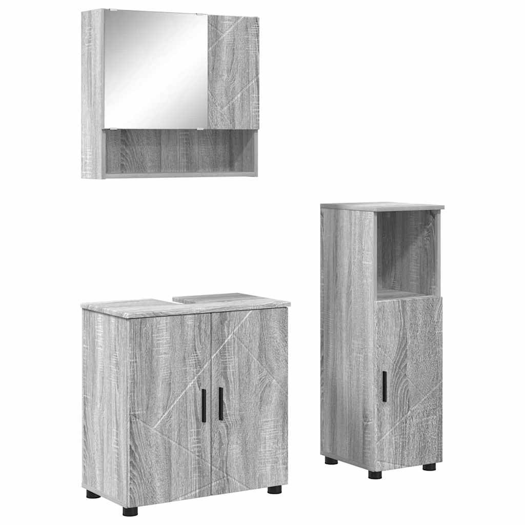 Baderomsinnredningssett 3 pcs Grå sonoma 61 x 35 x 64 cm