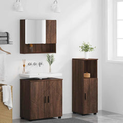 Baderomsinnredningssett med dør 3 pcs brun eik 61 x 35 x 64 cm