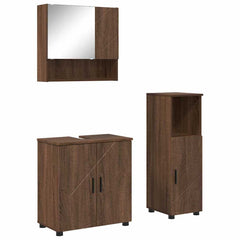 Baderomsinnredningssett med dør 3 pcs brun eik 61 x 35 x 64 cm