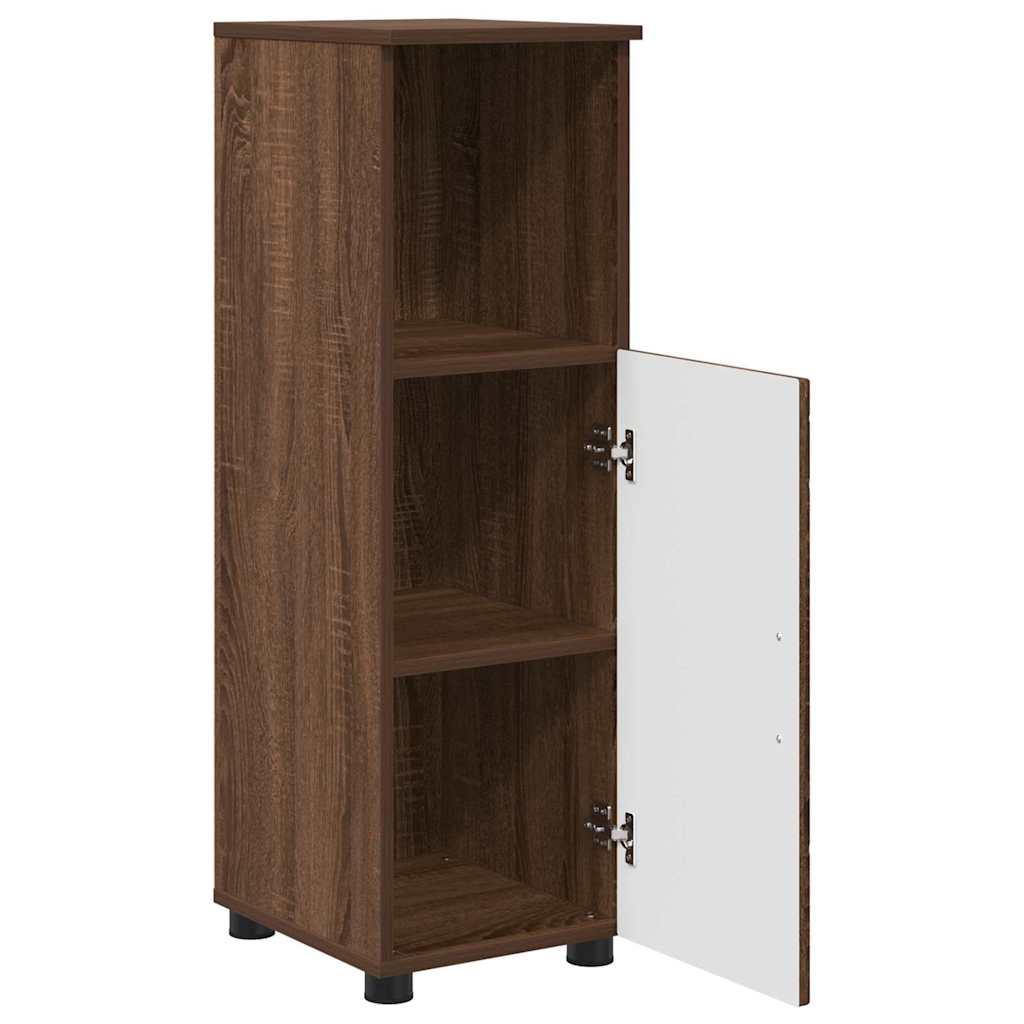 Baderomsinnredningssett med dør 3 pcs brun eik 61 x 35 x 64 cm