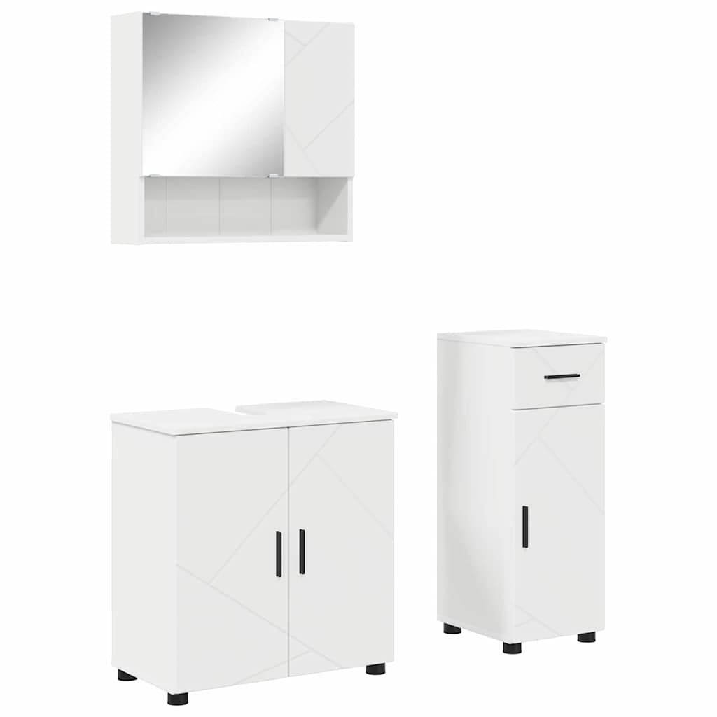 Baderomsinnredningssett med skuff 3 pcs Hvit 61 x 35 x 64 cm