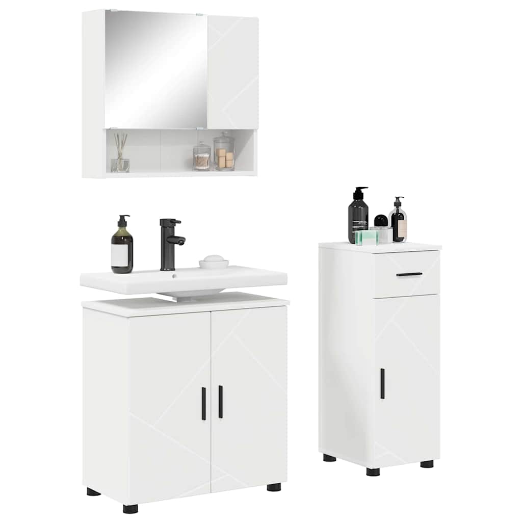 Baderomsinnredningssett med skuff 3 pcs Hvit 61 x 35 x 64 cm