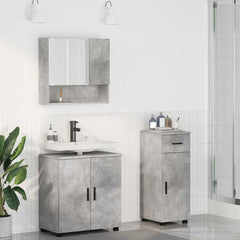 Baderomsinnredningssett med dør 3 pcs Betonggrå 61 x 35 x 64 cm