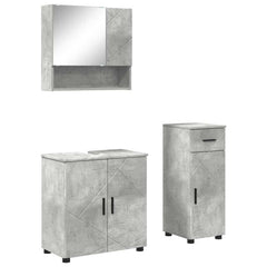 Baderomsinnredningssett med dør 3 pcs Betonggrå 61 x 35 x 64 cm