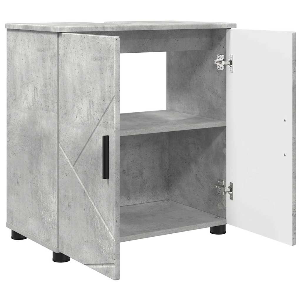 Baderomsinnredningssett med dør 3 pcs Betonggrå 61 x 35 x 64 cm