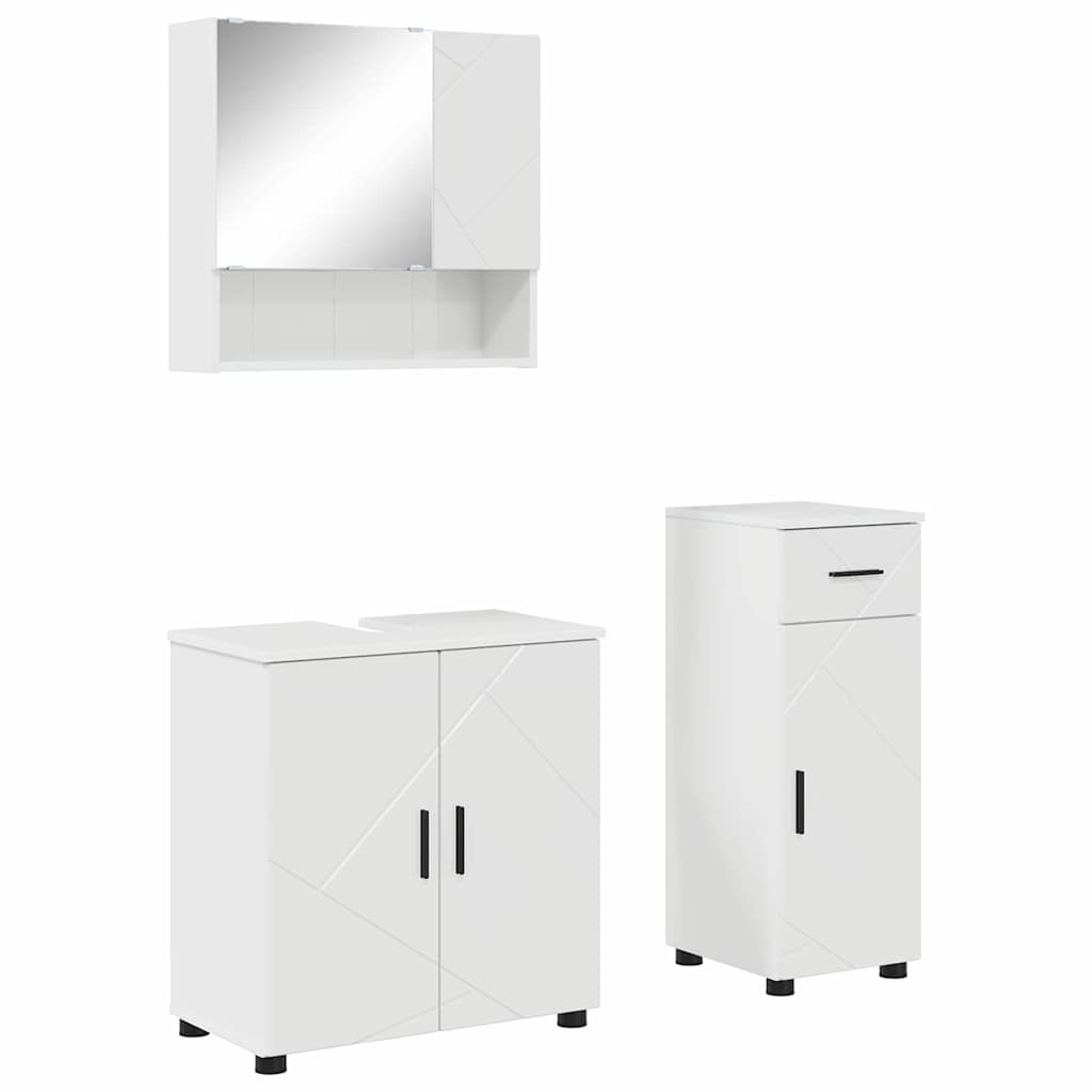 Baderomsinnredningssett 3 pcs Høyglans hvit 61 x 35 x 64 cm