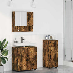 Baderomsinnredningssett med dør 3 pcs Røkt eik 61 x 35 x 64 cm