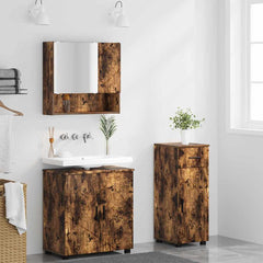 Baderomsinnredningssett med dør 3 pcs Røkt eik 61 x 35 x 64 cm