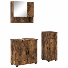 Baderomsinnredningssett med dør 3 pcs Røkt eik 61 x 35 x 64 cm