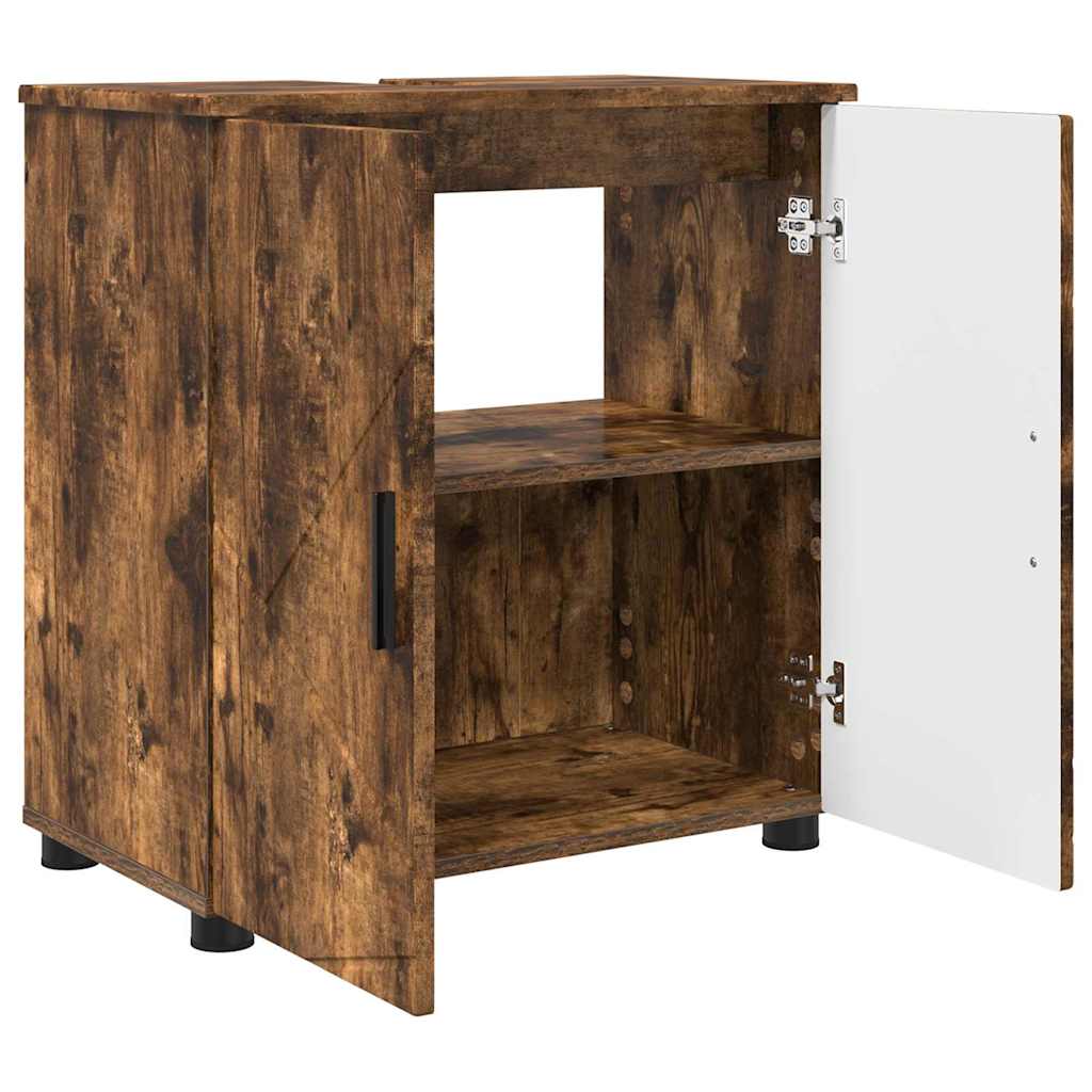 Baderomsinnredningssett med dør 3 pcs Røkt eik 61 x 35 x 64 cm