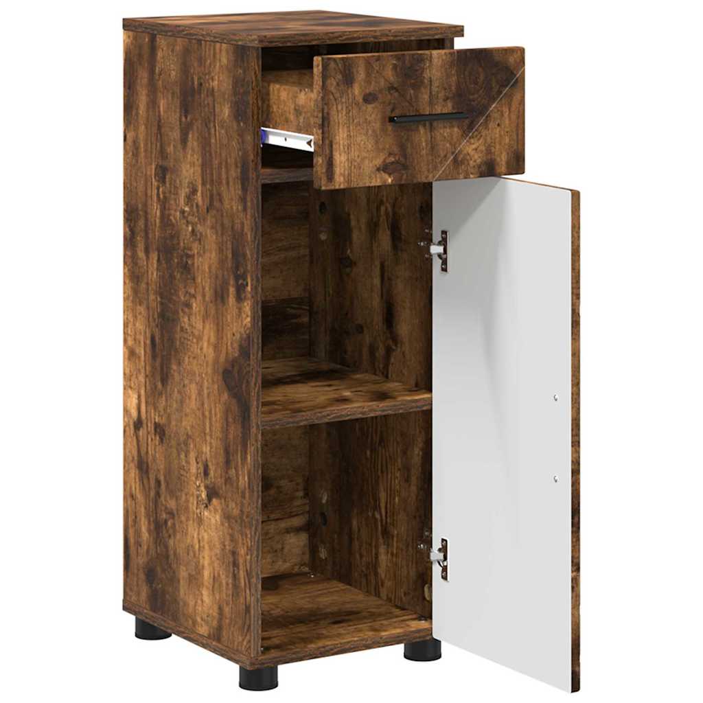 Baderomsinnredningssett med dør 3 pcs Røkt eik 61 x 35 x 64 cm