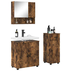 Baderomsinnredningssett med dør 3 pcs Røkt eik 61 x 35 x 64 cm