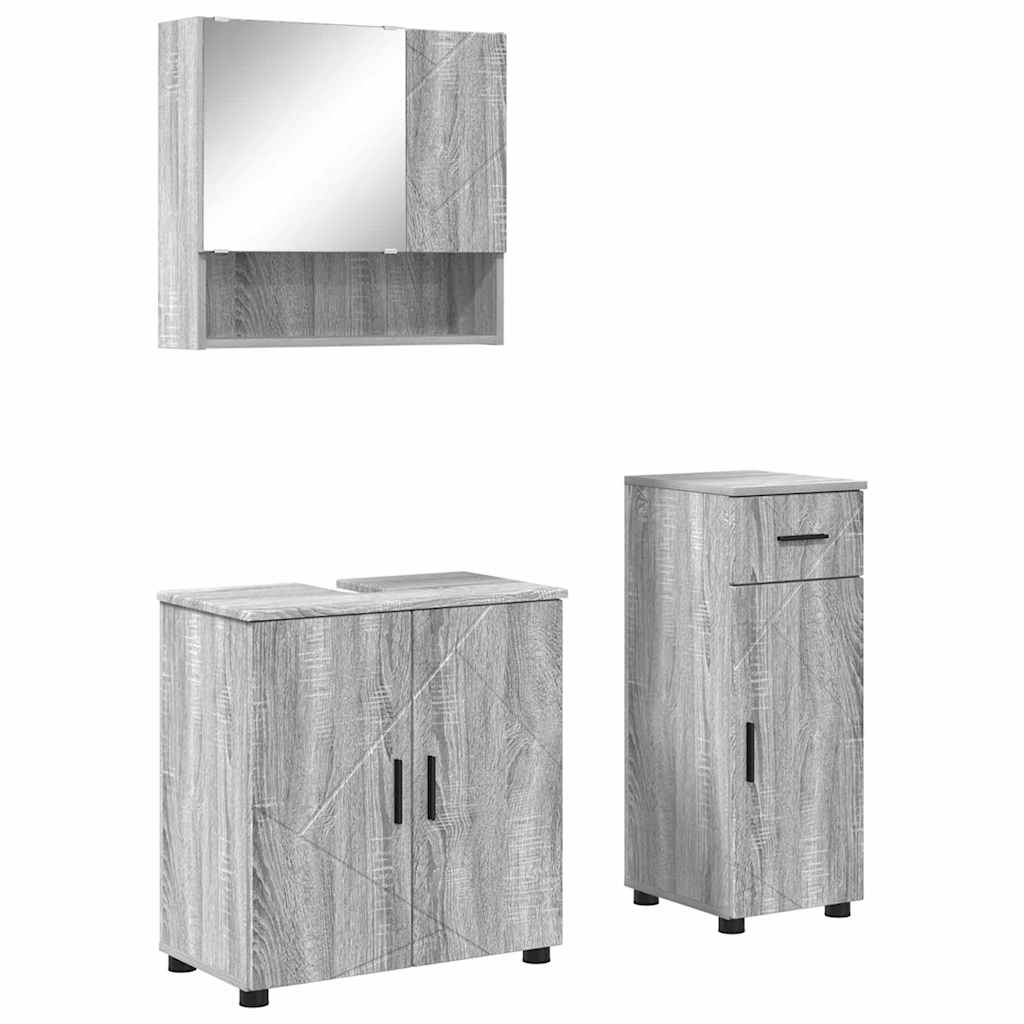 Baderomsinnredningssett 3 pcs Grå sonoma 61 x 35 x 64 cm