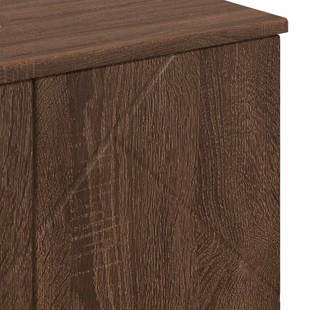 Baderomsinnredningssett med dør 3 pcs brun eik 61 x 35 x 64 cm