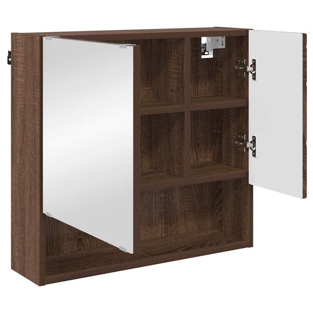 Baderomsinnredningssett med dør 3 pcs brun eik 61 x 35 x 64 cm