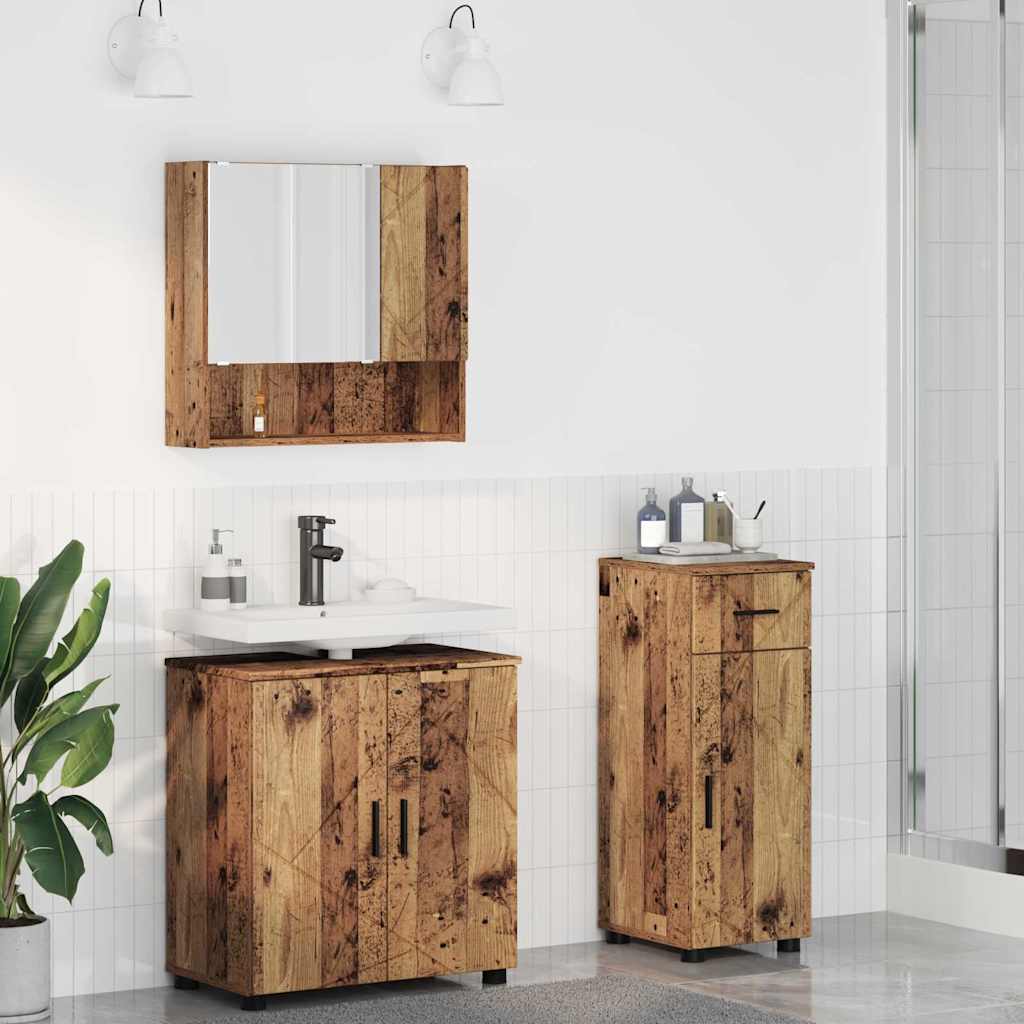 Baderomsinnredningssett 3 pcs Gammelt tre 61 x 35 x 64 cm